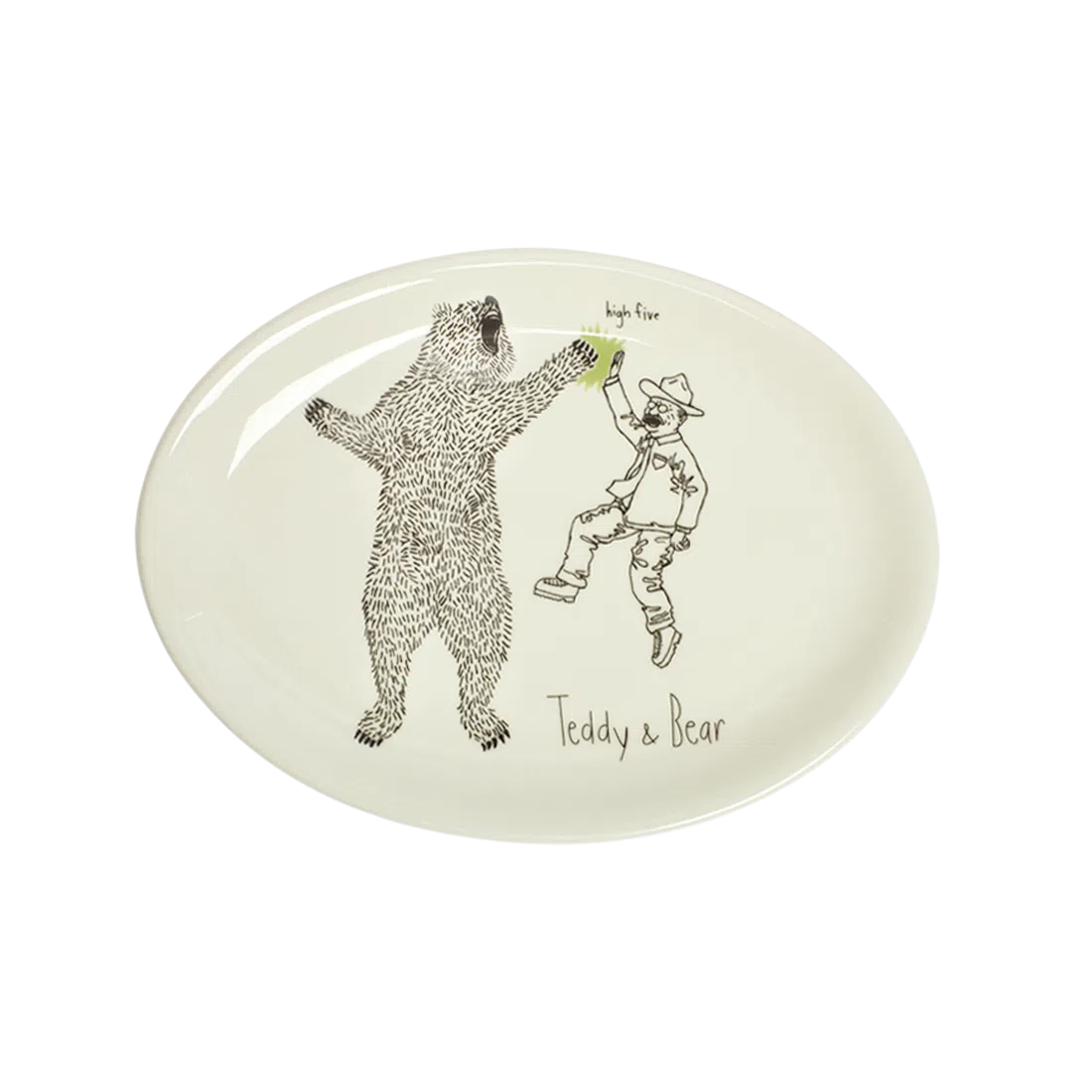 Teddy Roosevelt - Teddy & Bear Plate tableware, with a clean, polished finish and distinctive shape or artwork; a useful size for meals, appetizers, desserts, snacks, or layered place settings. Primary product view highlights the overall design and proportions.