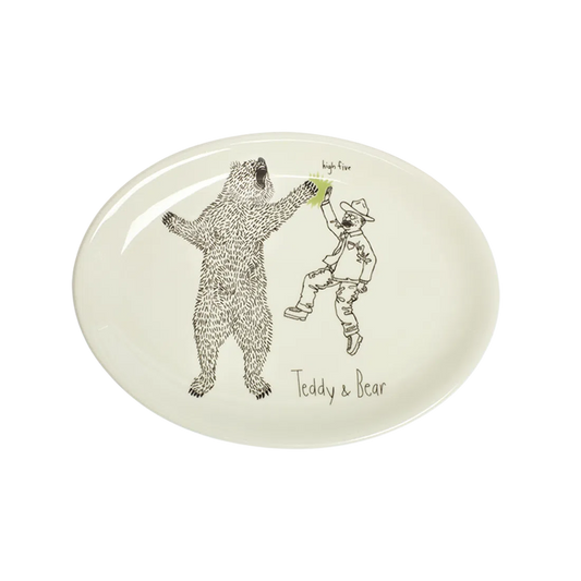 Teddy Roosevelt - Teddy & Bear Plate tableware, with a clean, polished finish and distinctive shape or artwork; a useful size for meals, appetizers, desserts, snacks, or layered place settings. Primary product view highlights the overall design and proportions.