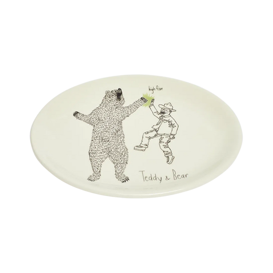 Teddy Roosevelt - Teddy & Bear Plate tableware, with a clean, polished finish and distinctive shape or artwork; a useful size for meals, appetizers, desserts, snacks, or layered place settings. Alternate product view shows more of the shape, finish, and design details.