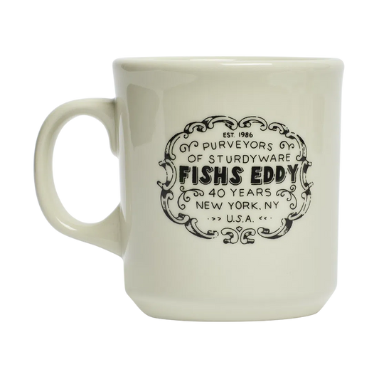 FE 40th Anniversary Mug ceramic drinkware, with a clean, polished finish and distinctive shape or artwork; a comfortable everyday choice for coffee, tea, cocoa, or desk-side sipping. Primary product view highlights the overall design and proportions.