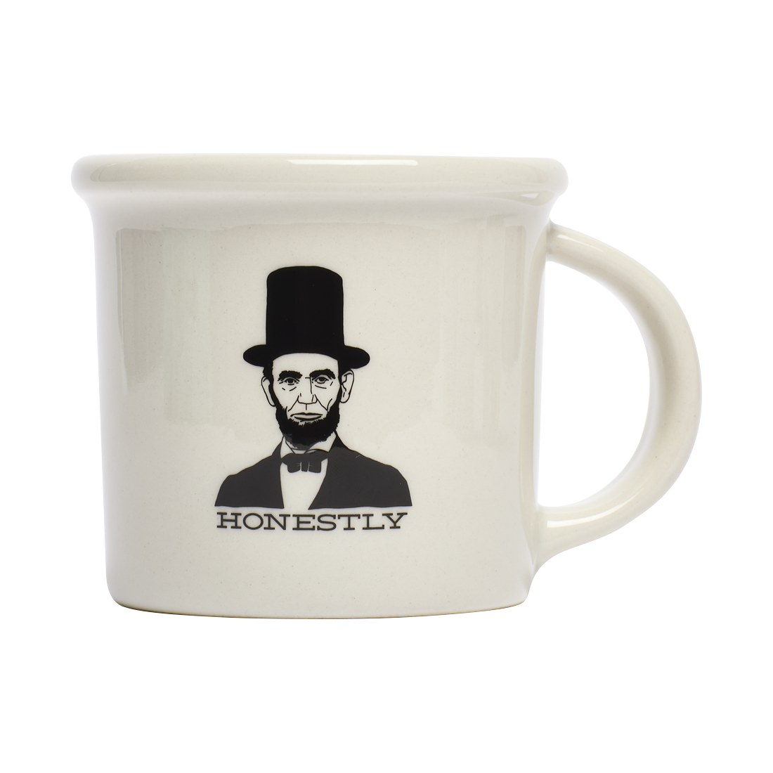 Honest Abe Mug ceramic drinkware, with a clean, polished finish and distinctive shape or artwork; a comfortable everyday choice for coffee, tea, cocoa, or desk-side sipping. Primary product view highlights the overall design and proportions.