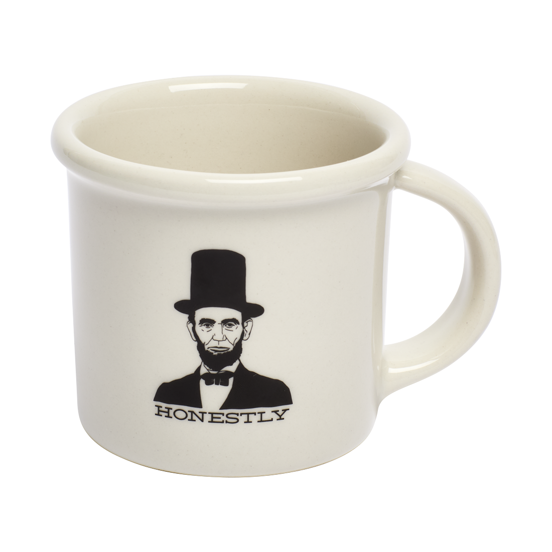 Honest Abe Mug ceramic drinkware, with a clean, polished finish and distinctive shape or artwork; a comfortable everyday choice for coffee, tea, cocoa, or desk-side sipping. Alternate product view shows more of the shape, finish, and design details.