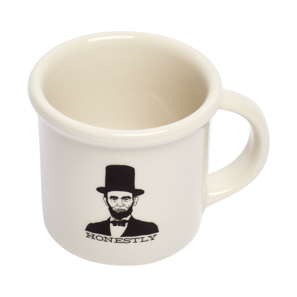 Honest Abe Mug ceramic drinkware, with a clean, polished finish and distinctive shape or artwork; a comfortable everyday choice for coffee, tea, cocoa, or desk-side sipping. Additional view helps show the profile, scale, and decorative details.