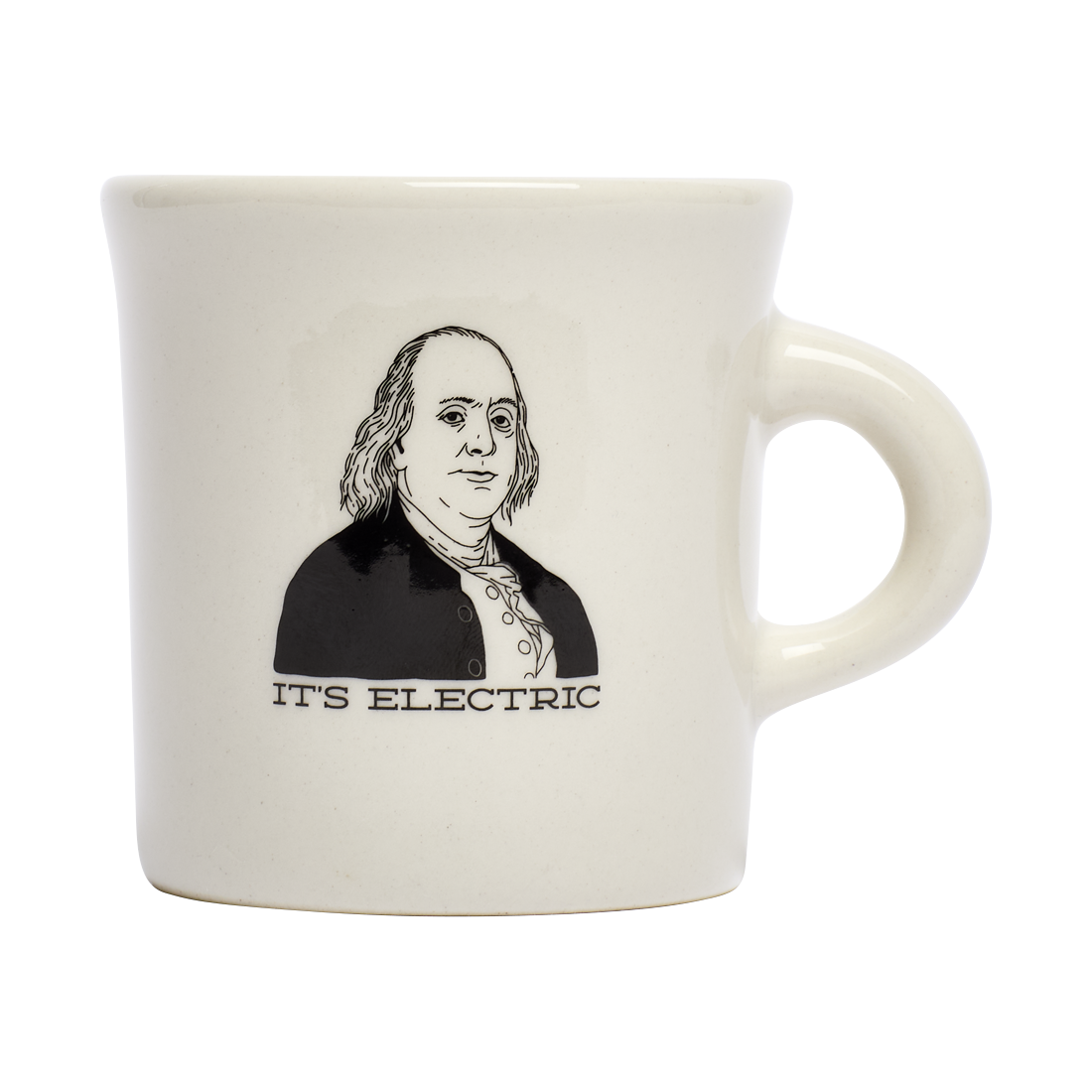 Its Electric Mug ceramic drinkware, with a clean, polished finish and distinctive shape or artwork; a comfortable everyday choice for coffee, tea, cocoa, or desk-side sipping. Primary product view highlights the overall design and proportions.