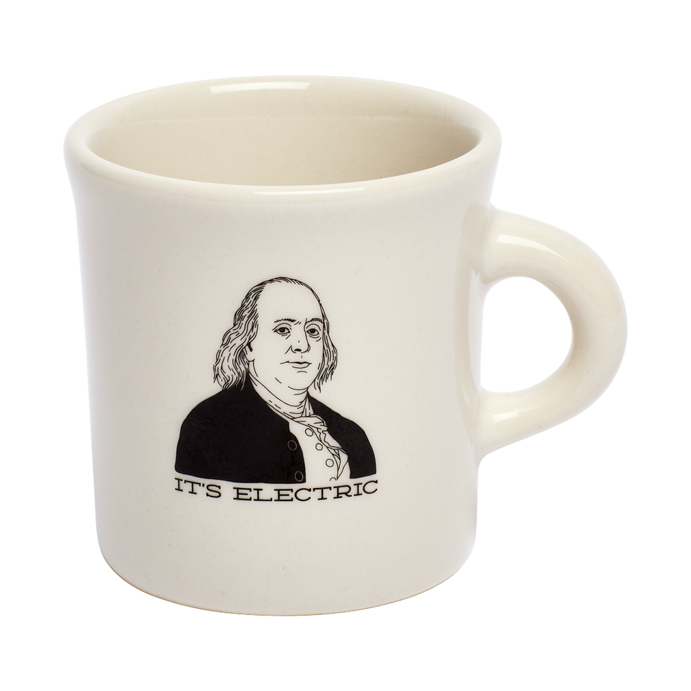 Its Electric Mug ceramic drinkware, with a clean, polished finish and distinctive shape or artwork; a comfortable everyday choice for coffee, tea, cocoa, or desk-side sipping. Alternate product view shows more of the shape, finish, and design details.
