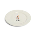 Angled view of Rise Up ceramic dinner plate.