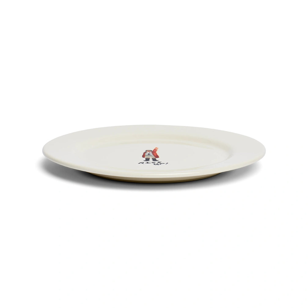Side view of Rise Up ceramic dinner plate.