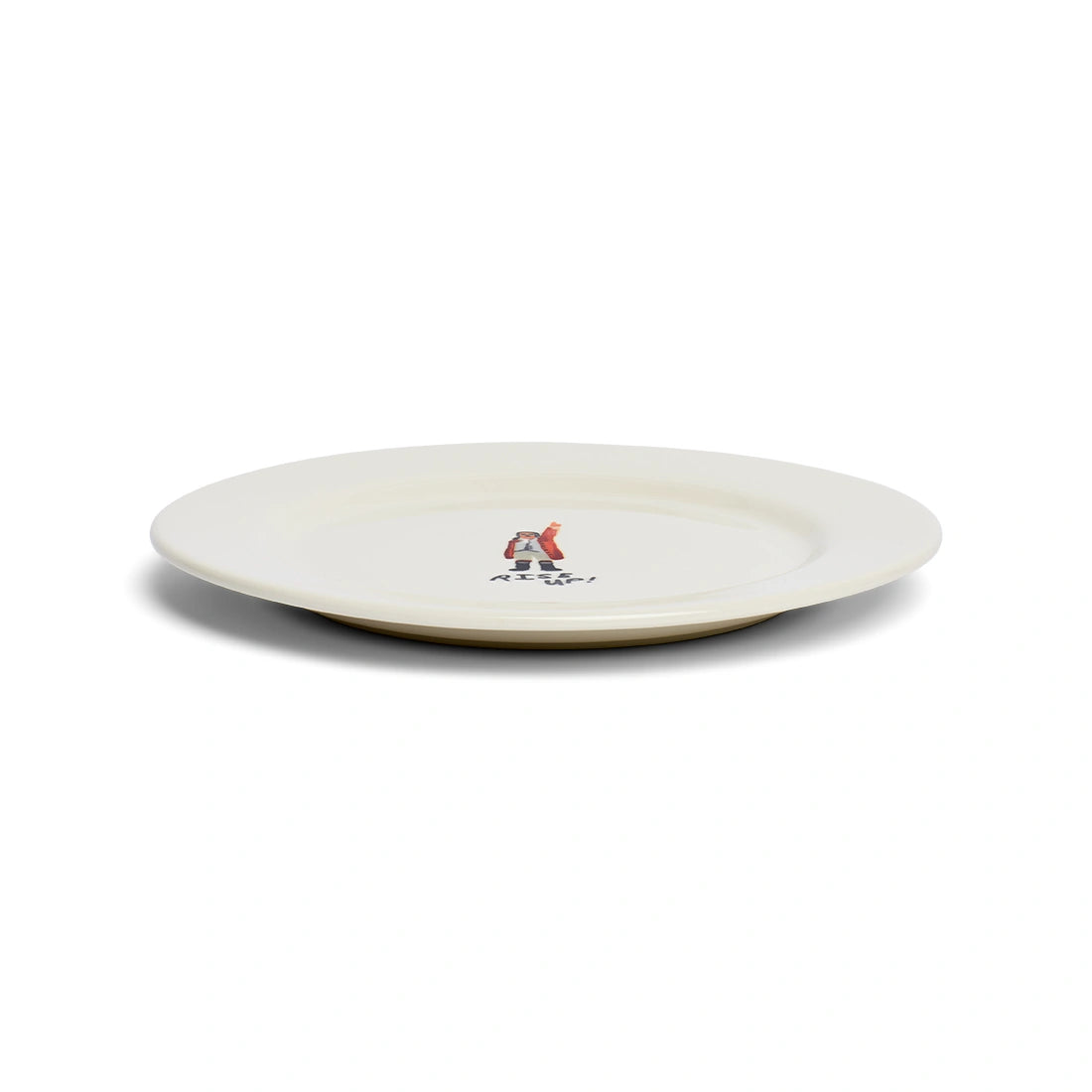 Side view of Rise Up ceramic dinner plate.