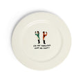I'm Not Throwing Away My Shot ceramic dinner plate with Hamilton-inspired illustration.