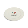 Angled view of I'm Not Throwing Away My Shot ceramic dinner plate.