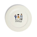 Immigrants, We Get the Job Done ceramic dinner plate with Hamilton-inspired illustration.