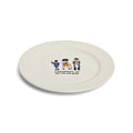 Side view of Immigrants, We Get the Job Done ceramic dinner plate.