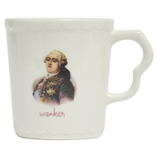 All in the Family - Wanker Mug ceramic drinkware, with a clean, polished finish and distinctive shape or artwork; a comfortable everyday choice for coffee, tea, cocoa, or desk-side sipping. Primary product view highlights the overall design and proportions.