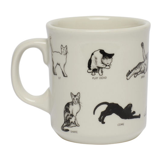 Cat Tricks - Mug ceramic drinkware, with a clean, polished finish and distinctive shape or artwork; a comfortable everyday choice for coffee, tea, cocoa, or desk-side sipping. Alternate product view shows more of the shape, finish, and design details.