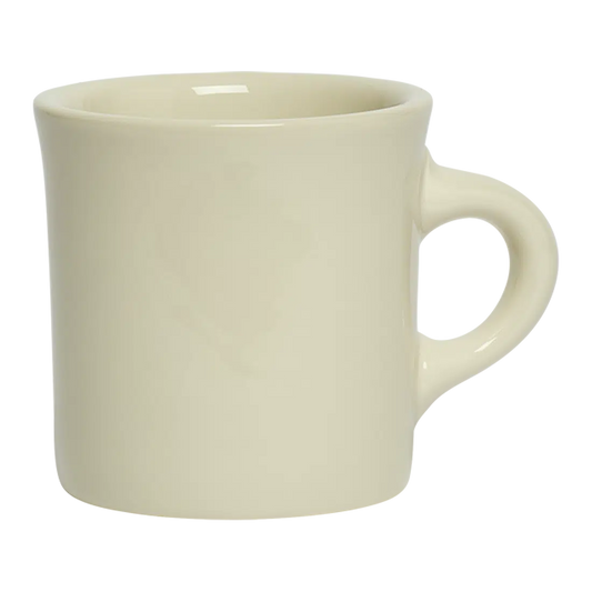 Diner Whites - Diner Mug ceramic drinkware, with a clean, polished finish and distinctive shape or artwork; a comfortable everyday choice for coffee, tea, cocoa, or desk-side sipping. Alternate product view shows more of the shape, finish, and design details.