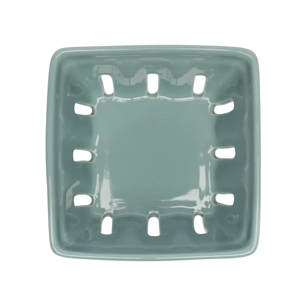 Farmers Market - Berry Basket - Blue Grey open ceramic basket, with a clean, polished finish and distinctive shape or artwork; a decorative and useful way to serve berries, fruit, snacks, or display small kitchen items. Primary product view highlights the overall design and proportions.