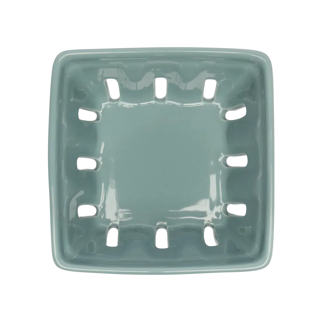 Farmers Market - Berry Basket - Blue Grey open ceramic basket, with a clean, polished finish and distinctive shape or artwork; a decorative and useful way to serve berries, fruit, snacks, or display small kitchen items. Primary product view highlights the overall design and proportions.