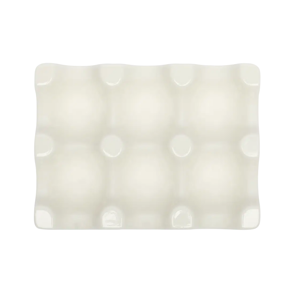 Farmers Market - 6 Egg Tray - White serving and catchall piece, with a clean, polished finish and distinctive shape or artwork; useful for snacks and small bites, or for organizing jewelry, keys, and countertop essentials. Primary product view highlights the overall design and proportions.