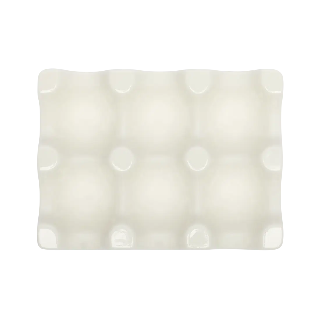 Farmers Market - 6 Egg Tray - White serving and catchall piece, with a clean, polished finish and distinctive shape or artwork; useful for snacks and small bites, or for organizing jewelry, keys, and countertop essentials. Primary product view highlights the overall design and proportions.