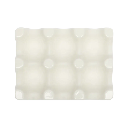 Farmers Market - 6 Egg Tray - White serving and catchall piece, with a clean, polished finish and distinctive shape or artwork; useful for snacks and small bites, or for organizing jewelry, keys, and countertop essentials. Primary product view highlights the overall design and proportions.