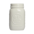 Farmers Market - Standard Mason Jar - White glazed ceramic jar, with a clean, polished finish and distinctive shape or artwork; a charming, substantial piece for drinks, flowers, utensils, or relaxed countertop styling. Primary product view highlights the overall design and proportions.