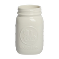 Farmers Market - Standard Mason Jar - White glazed ceramic jar, with a clean, polished finish and distinctive shape or artwork; a charming, substantial piece for drinks, flowers, utensils, or relaxed countertop styling. Alternate product view shows more of the shape, finish, and design details.