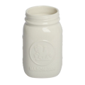 Farmers Market - Standard Mason Jar - White glazed ceramic jar, with a clean, polished finish and distinctive shape or artwork; a charming, substantial piece for drinks, flowers, utensils, or relaxed countertop styling. Additional view helps show the profile, scale, and decorative details.