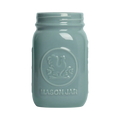 Farmers Market - Standard Mason Jar - Blue Grey glazed ceramic jar, with a clean, polished finish and distinctive shape or artwork; a charming, substantial piece for drinks, flowers, utensils, or relaxed countertop styling. Primary product view highlights the overall design and proportions.