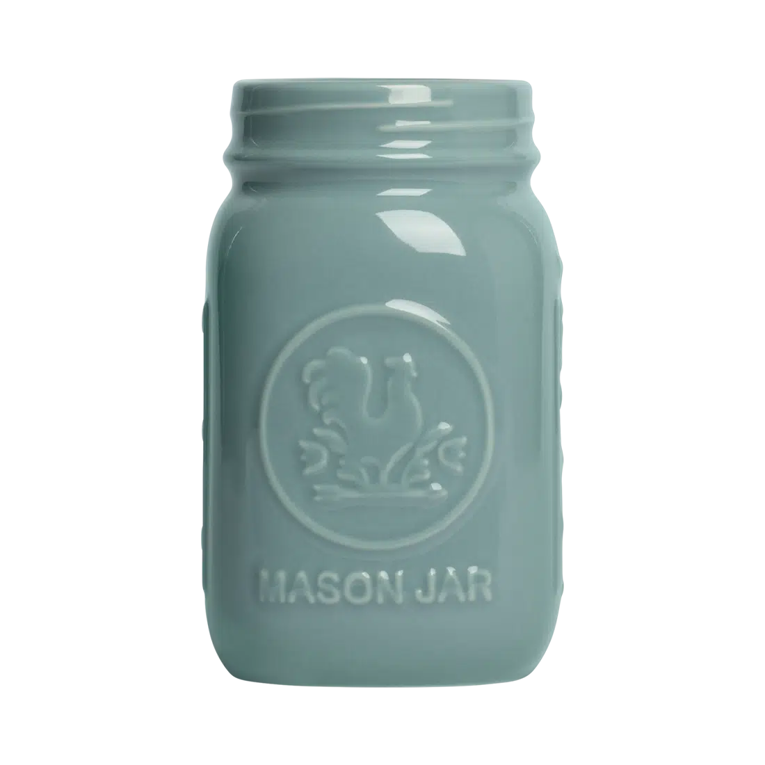 Farmers Market - Standard Mason Jar - Blue Grey glazed ceramic jar, with a clean, polished finish and distinctive shape or artwork; a charming, substantial piece for drinks, flowers, utensils, or relaxed countertop styling. Primary product view highlights the overall design and proportions.
