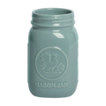 Farmers Market - Standard Mason Jar - Blue Grey glazed ceramic jar, with a clean, polished finish and distinctive shape or artwork; a charming, substantial piece for drinks, flowers, utensils, or relaxed countertop styling. Alternate product view shows more of the shape, finish, and design details.
