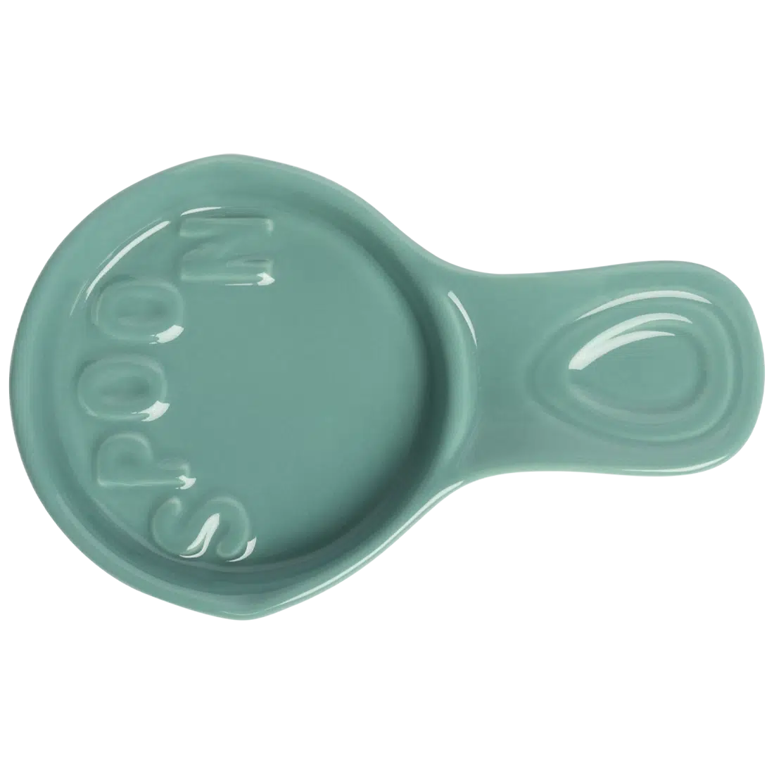 Farmers Market - Spoon Holder - Teal countertop organizer, with a clean, polished finish and distinctive shape or artwork; helps keep utensils, spoons, packets, or small kitchen essentials tidy and easy to reach. Primary product view highlights the overall design and proportions.