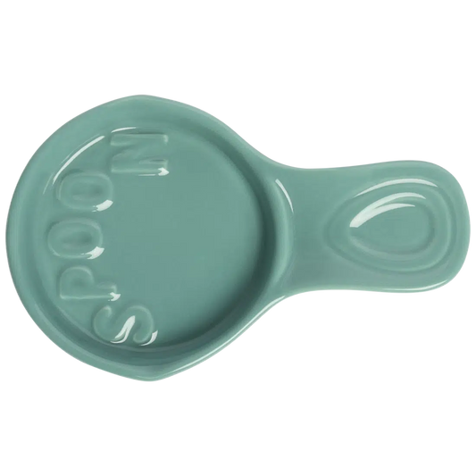 Farmers Market - Spoon Holder - Teal countertop organizer, with a clean, polished finish and distinctive shape or artwork; helps keep utensils, spoons, packets, or small kitchen essentials tidy and easy to reach. Primary product view highlights the overall design and proportions.