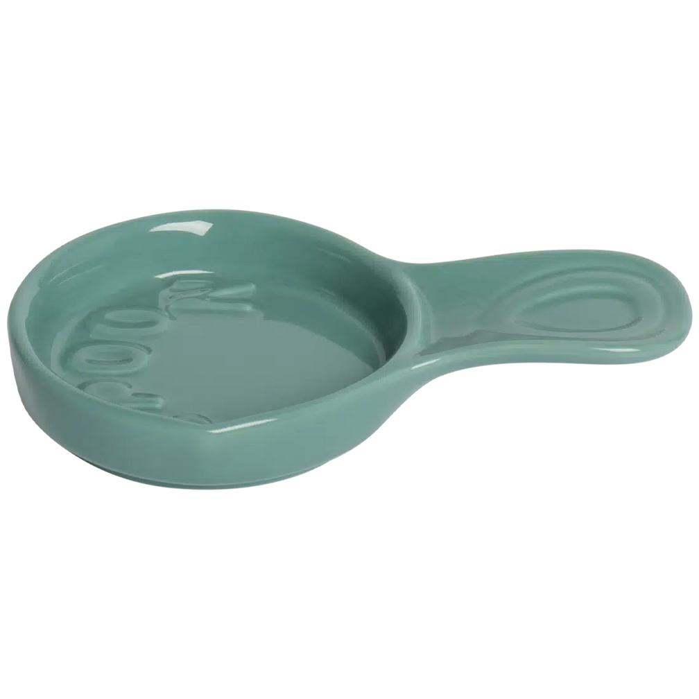 Farmers Market - Spoon Holder - Teal countertop organizer, with a clean, polished finish and distinctive shape or artwork; helps keep utensils, spoons, packets, or small kitchen essentials tidy and easy to reach. Alternate product view shows more of the shape, finish, and design details.
