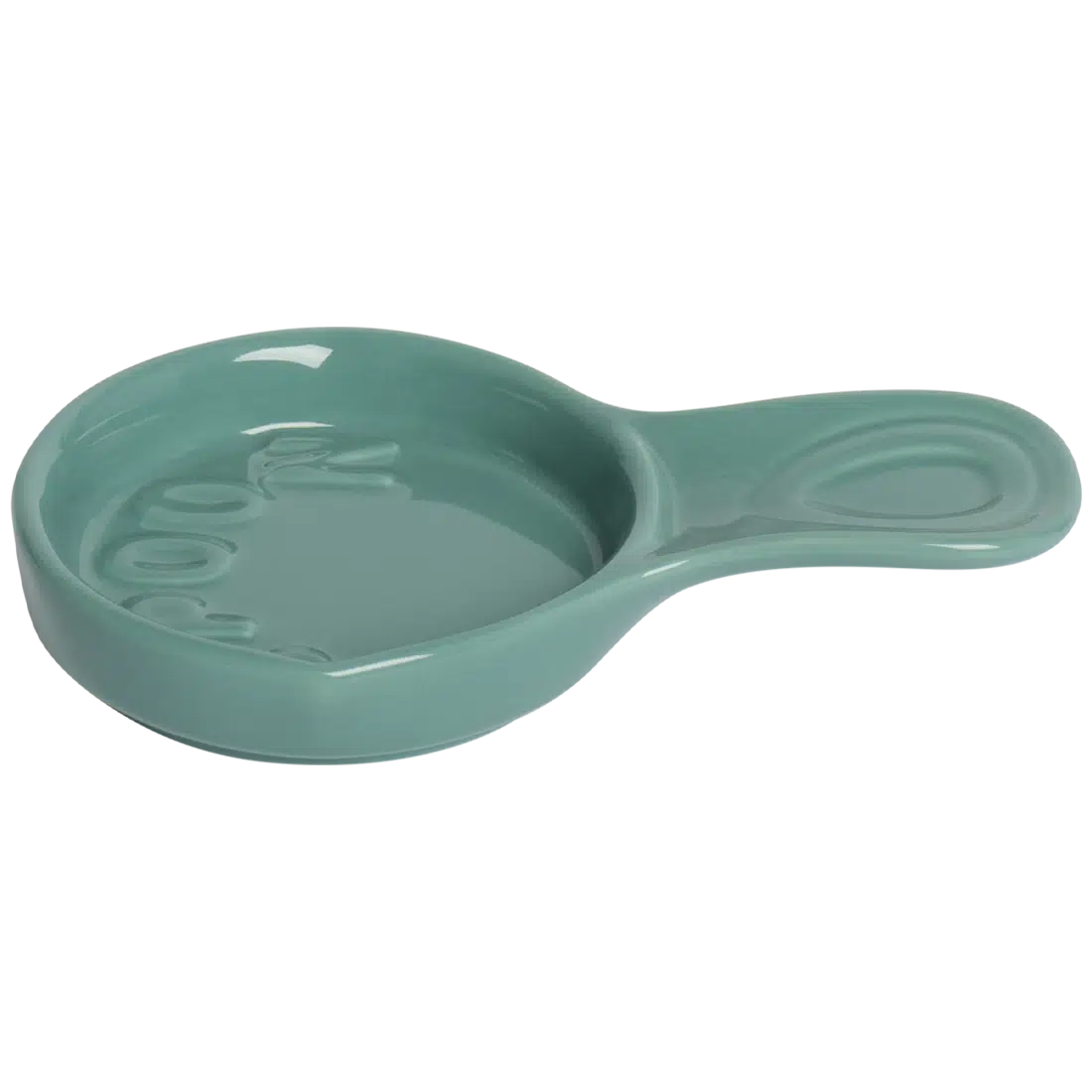 Farmers Market - Spoon Holder - Teal countertop organizer, with a clean, polished finish and distinctive shape or artwork; helps keep utensils, spoons, packets, or small kitchen essentials tidy and easy to reach. Alternate product view shows more of the shape, finish, and design details.