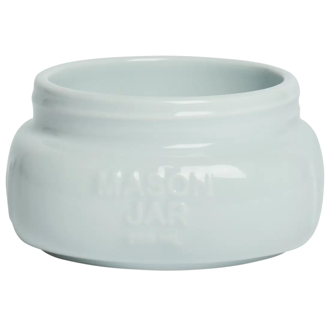 Farmers Market - Short/wide Mason Jar - Sky Blue glazed ceramic jar, with a clean, polished finish and distinctive shape or artwork; a charming, substantial piece for drinks, flowers, utensils, or relaxed countertop styling. Alternate product view shows more of the shape, finish, and design details.