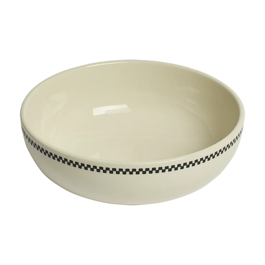 Checkerboard - Pasta Bowl versatile tableware, with a clean, polished finish and distinctive shape or artwork; useful for cereal, soup, snacks, sides, desserts, or everyday prep and serving. Alternate product view shows more of the shape, finish, and design details.