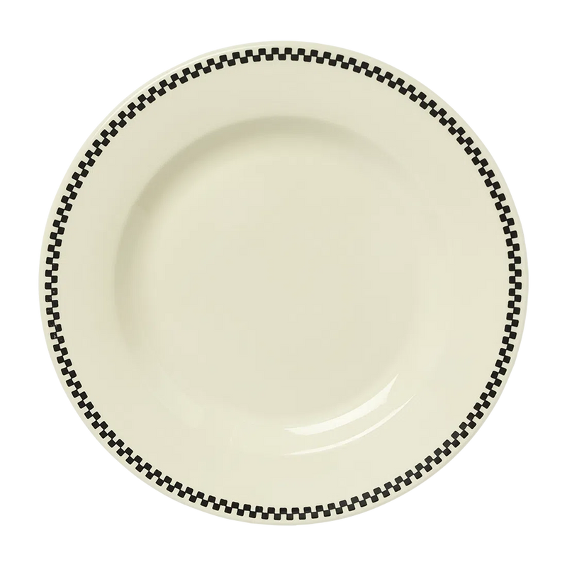 Checkerboard - Main Plate tableware, with a clean, polished finish and distinctive shape or artwork; a useful size for meals, appetizers, desserts, snacks, or layered place settings. Primary product view highlights the overall design and proportions.