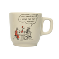 Liana Finck - Can Opener Mug ceramic drinkware, with a clean, polished finish and distinctive shape or artwork; a comfortable everyday choice for coffee, tea, cocoa, or desk-side sipping. Primary product view highlights the overall design and proportions.