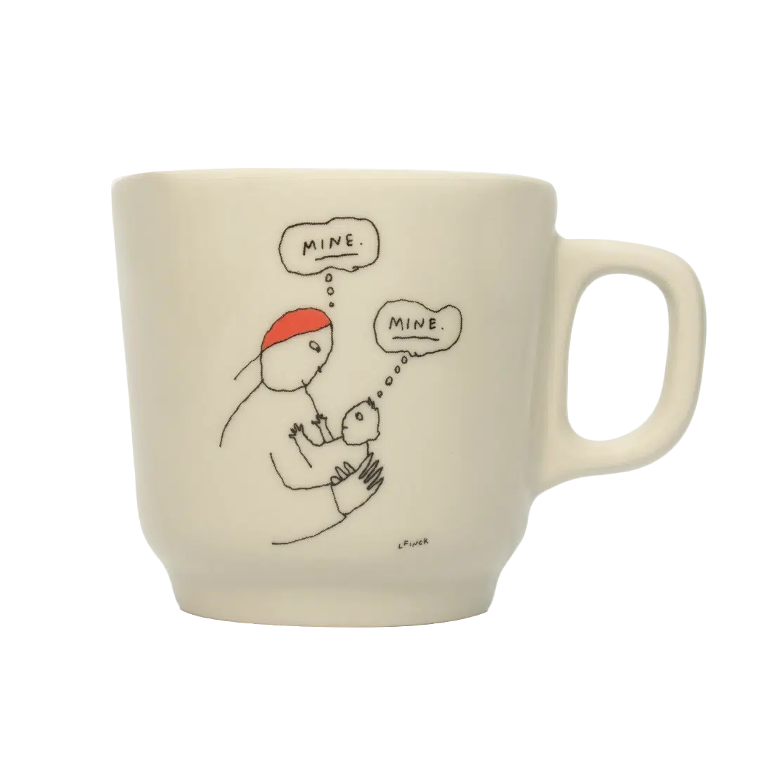 Liana Finck - Mine Mug ceramic drinkware, with a clean, polished finish and distinctive shape or artwork; a comfortable everyday choice for coffee, tea, cocoa, or desk-side sipping. Primary product view highlights the overall design and proportions.