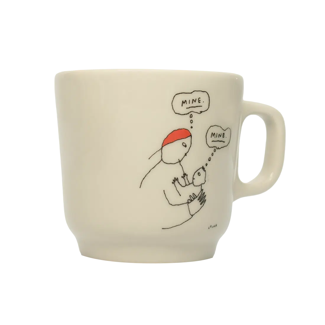 Liana Finck - Mine Mug ceramic drinkware, with a clean, polished finish and distinctive shape or artwork; a comfortable everyday choice for coffee, tea, cocoa, or desk-side sipping. Additional view helps show the profile, scale, and decorative details.