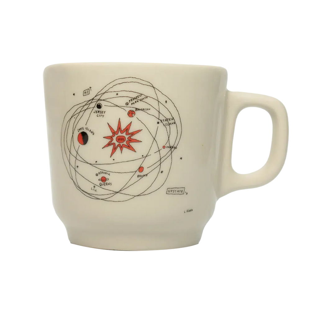Liana Finck - Planets Mug ceramic drinkware, with a clean, polished finish and distinctive shape or artwork; a comfortable everyday choice for coffee, tea, cocoa, or desk-side sipping. Primary product view highlights the overall design and proportions.