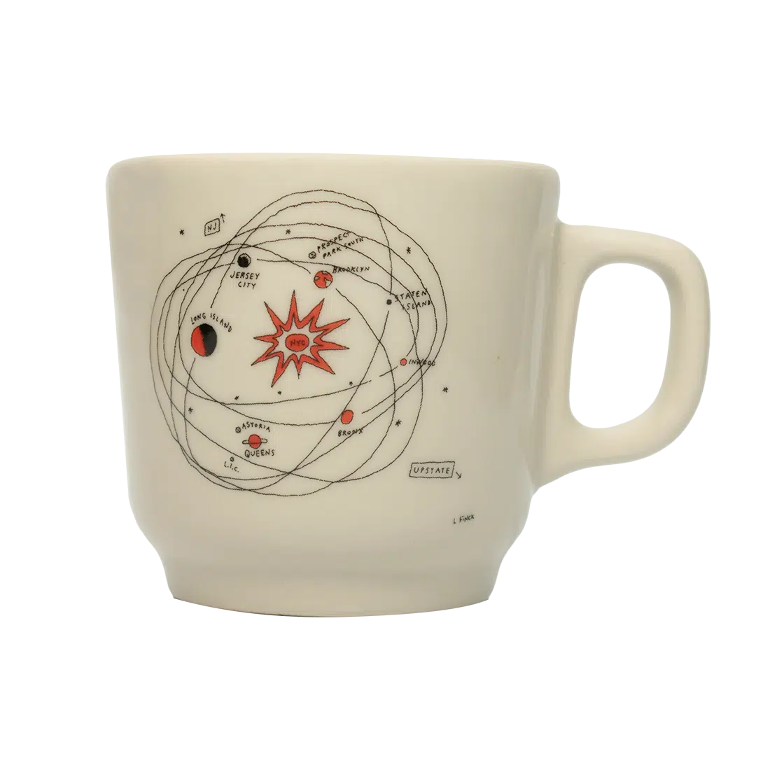 Liana Finck - Planets Mug ceramic drinkware, with a clean, polished finish and distinctive shape or artwork; a comfortable everyday choice for coffee, tea, cocoa, or desk-side sipping. Primary product view highlights the overall design and proportions.