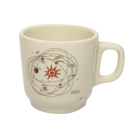 Liana Finck - Planets Mug ceramic drinkware, with a clean, polished finish and distinctive shape or artwork; a comfortable everyday choice for coffee, tea, cocoa, or desk-side sipping. Alternate product view shows more of the shape, finish, and design details.