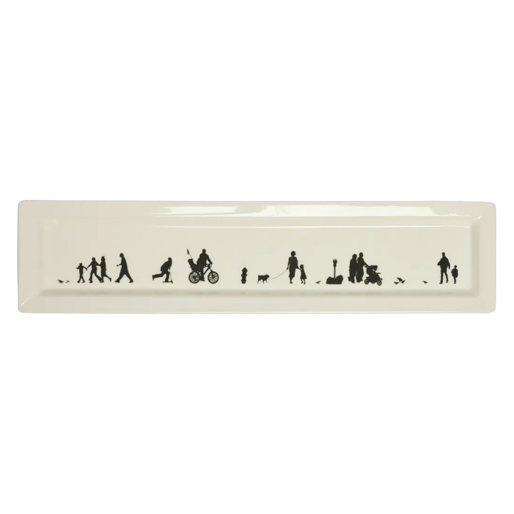 Pedestrians - Tray serving and catchall piece, with a clean, polished finish and distinctive shape or artwork; useful for snacks and small bites, or for organizing jewelry, keys, and countertop essentials. Primary product view highlights the overall design and proportions.