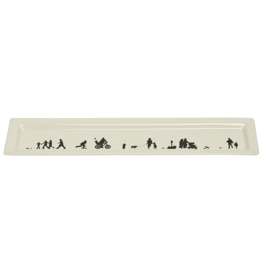 Pedestrians - Tray serving and catchall piece, with a clean, polished finish and distinctive shape or artwork; useful for snacks and small bites, or for organizing jewelry, keys, and countertop essentials. Alternate product view shows more of the shape, finish, and design details.