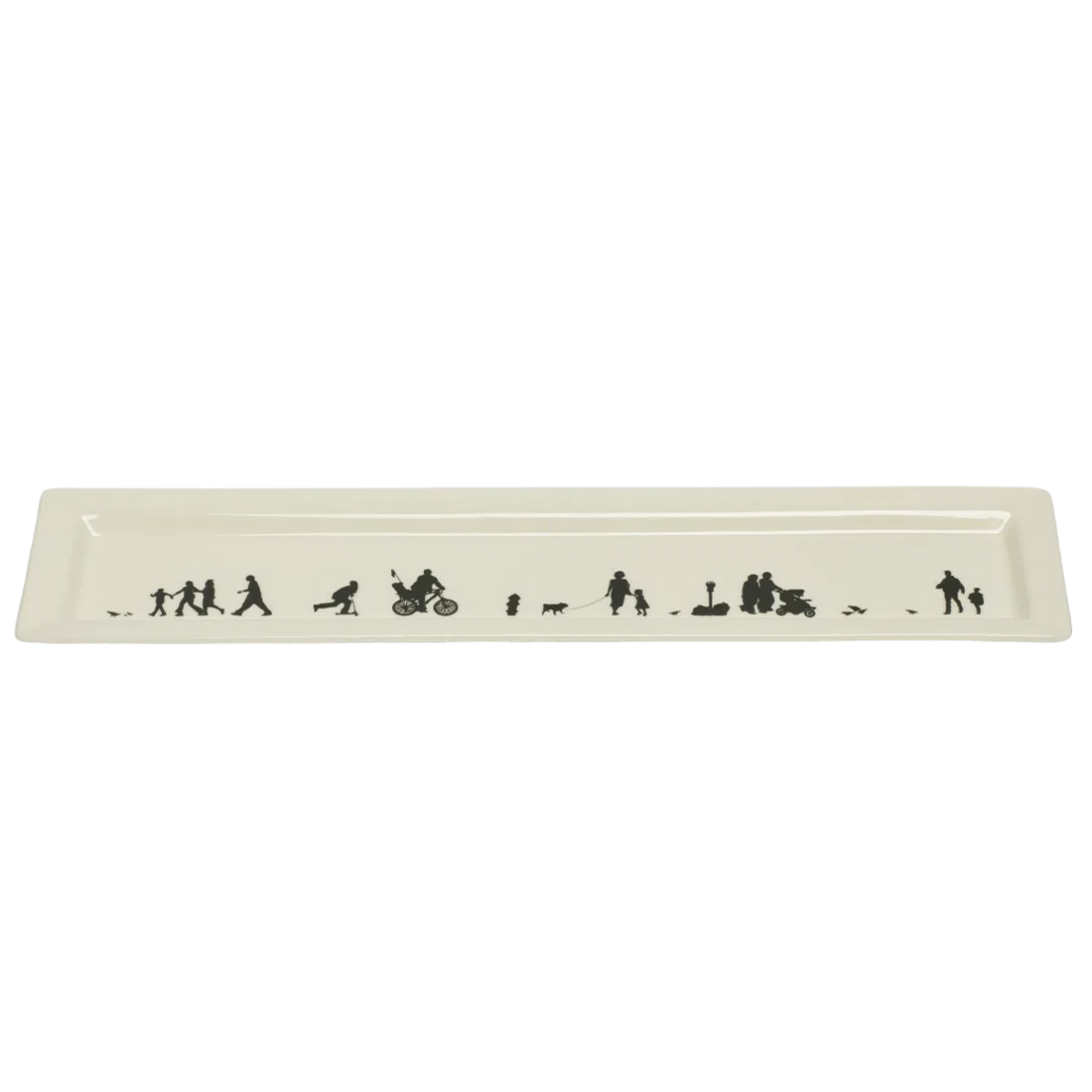 Pedestrians - Tray serving and catchall piece, with a clean, polished finish and distinctive shape or artwork; useful for snacks and small bites, or for organizing jewelry, keys, and countertop essentials. Alternate product view shows more of the shape, finish, and design details.