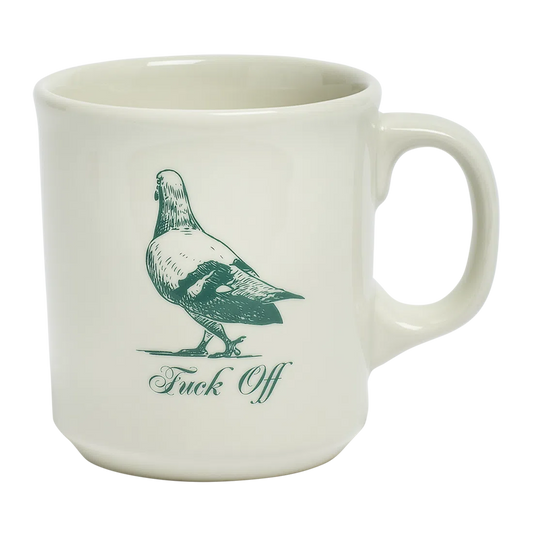Pleasantries - Fuck Off Mug ceramic drinkware, with a clean, polished finish and distinctive shape or artwork; a comfortable everyday choice for coffee, tea, cocoa, or desk-side sipping. Alternate product view shows more of the shape, finish, and design details.