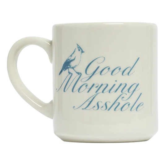 Pleasantries - Good Morning Asshole Mug ceramic drinkware, with a clean, polished finish and distinctive shape or artwork; a comfortable everyday choice for coffee, tea, cocoa, or desk-side sipping. Primary product view highlights the overall design and proportions.