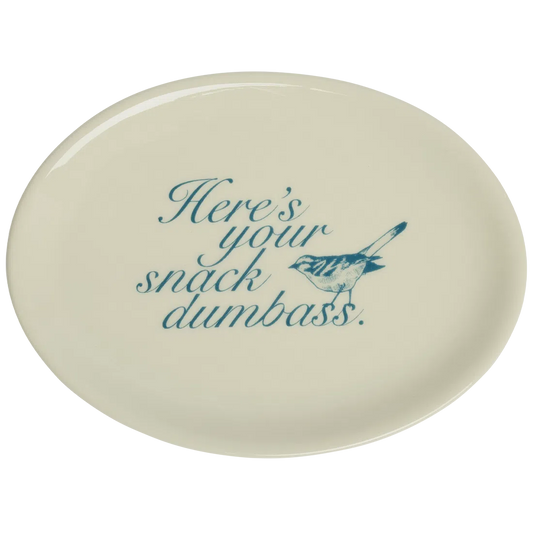 Pleasantries - Here's Your Snack Dumbass Tray serving and catchall piece, with a clean, polished finish and distinctive shape or artwork; useful for snacks and small bites, or for organizing jewelry, keys, and countertop essentials. Primary product view highlights the overall design and proportions.