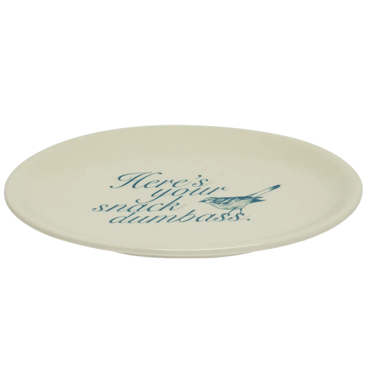 Pleasantries - Here's Your Snack Dumbass Tray serving and catchall piece, with a clean, polished finish and distinctive shape or artwork; useful for snacks and small bites, or for organizing jewelry, keys, and countertop essentials.